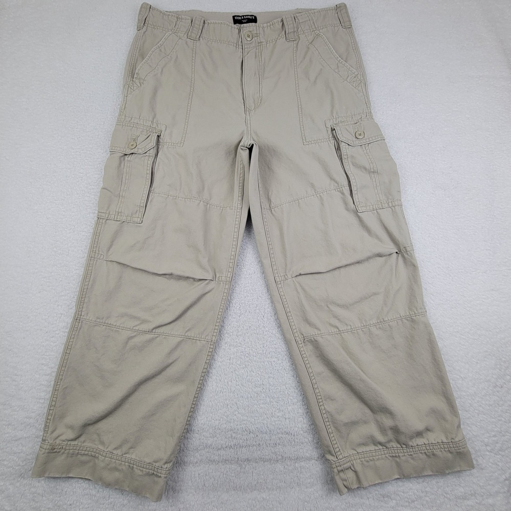 Steve & Barry's Cargo Pants Mens 38x29 Relaxed Fit Khaki Cotton Outdoor Workwear